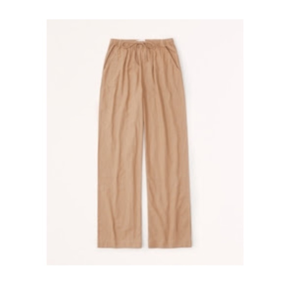 Linen-Blend Pull-On Wide Leg Pant - Brown size XS Long